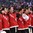 PRAGUE, CZECH REPUBLIC - May 17: Team Canada sings their national anthem during gold medal game action at the 2015 IIHF Ice Hockey World Championship. (Photo by Richard Wolowicz/HHOF-IIHF Images)

